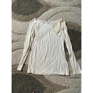 Banana Republic White Embellished Long Sleeve Top